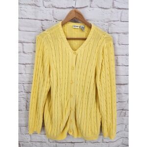 Vintage Cherokee Cable Knit‎ Sweater Cardigan Preppy Coastal Old Money V Neck 1X